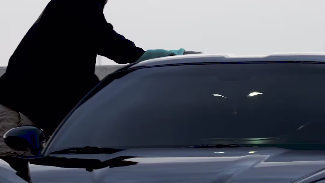 A freshly detailed vehicle reflecting the light
